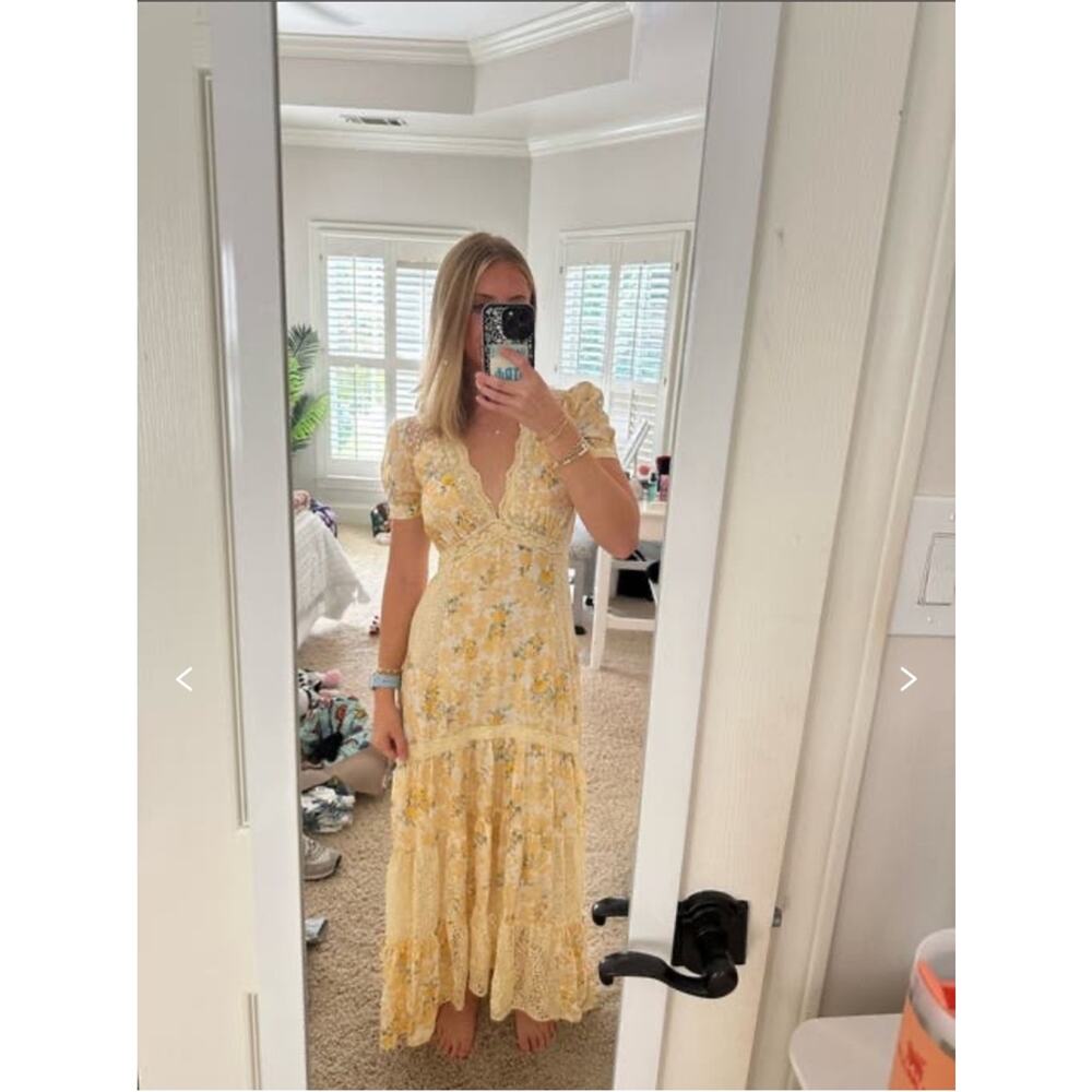 LoveShackFancy Tink Silk Lemon Daydream Maxi Dress - Picture 2 of 10